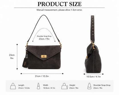 Stylish Urban Envelope Crossbody Bag with Detachable Straps